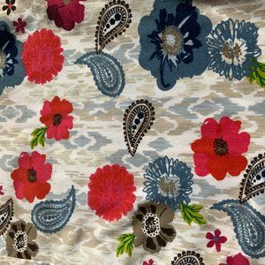 UA Scrubs Top Red Floral with Blue Brown Paisley Print Size LG